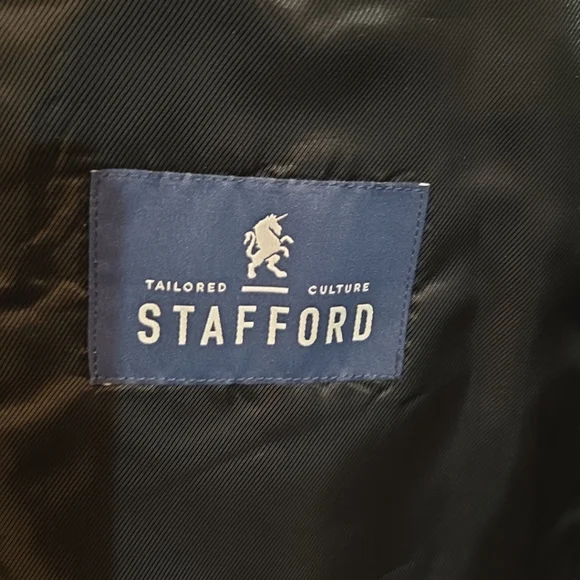 Stafford Mens Blazer Sport Coat 48R Herringbone Merino Wool Gray - Picture 9 of 10